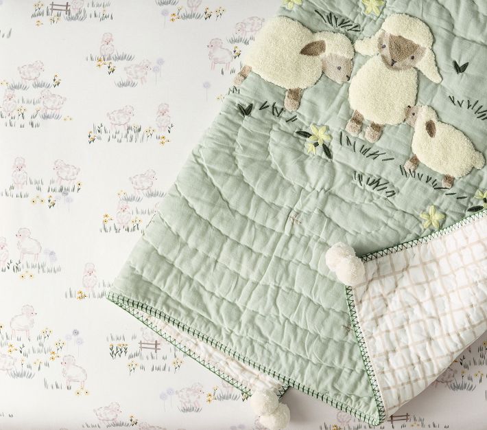 Sage Sheep Organic Baby Quilt | Pottery Barn Kids