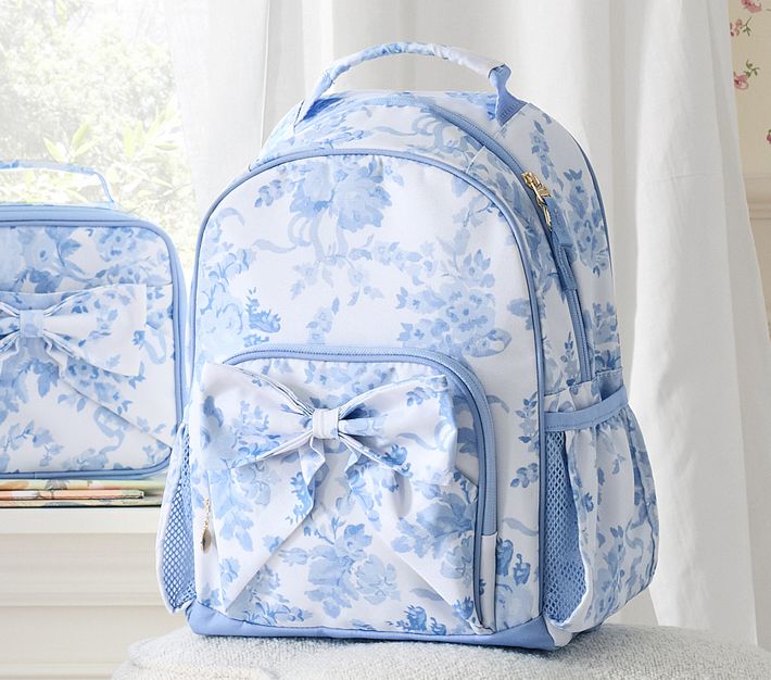 blue floral mini backpack Ribbon Queen of Threads Monogramming It features adjustable padded straps Tillys Quilted Floral School Backpack