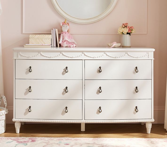 pink and white dresser Antique Rose pearl inlay Pink and White Dresser with
