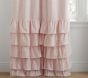 Open Box: Evelyn Linen Blend Ruffle Bottom Blackout Curtain (44"W x 96"L) - Pink