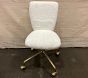 Open Box: Square Upholstered 4-Leg Desk Chair - Recycled Bunny Fur Ivory, Antique Brass