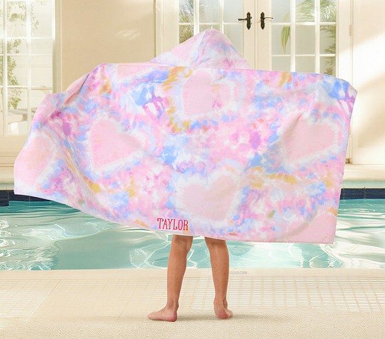 Heart Tie-Dye Kid Beach Hooded Towel UPF 50+ | Pottery Barn Kids