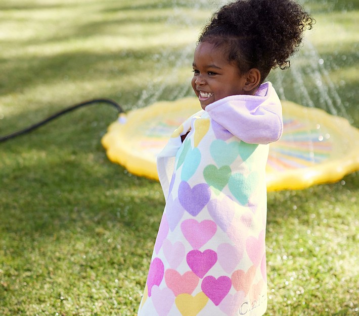Rainbow Heart Kid Beach Towel UPF 50+ | Pottery Barn Kids