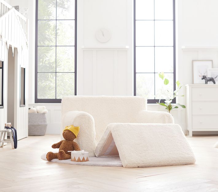 訳有＠Cream Sherpa Anywhere Sofa ソファ Sherpa Anywhere Sofa Lounger®| Kids Lounge | Pottery Barn Kids
