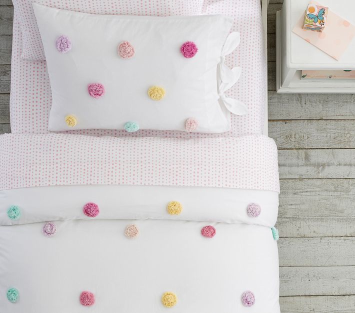 Zoey Pom-Pom Duvet Cover & Shams | Pottery Barn Kids