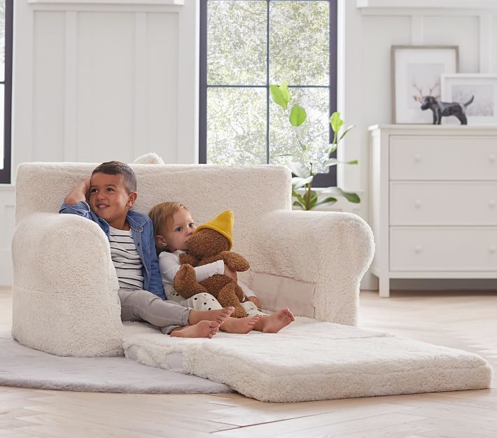 訳有＠Cream Sherpa Anywhere Sofa ソファ Sherpa Anywhere Sofa Lounger®| Kids Lounge | Pottery Barn Kids
