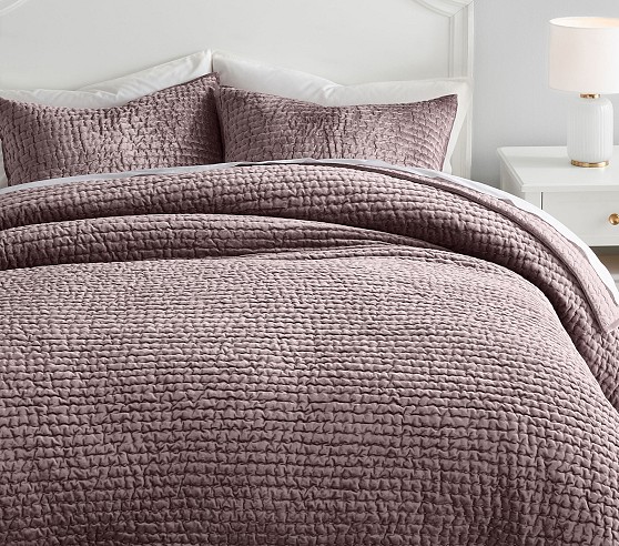 Pottery Barn Teen Velvet Pick Stitch Quilt & Sham | Pottery Barn Kids