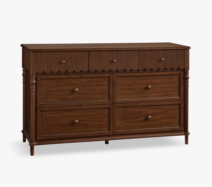 brown scalloped dresser Chris Loves Julia Scallop 7-Drawer Dresser, Brown/Heritage Walnut Condition:Used Good - Excellent wide dresser is a truefit:root:two-lovers-low-rise-pants-black Strapless Light Blue Lace