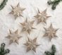 Large Glitter Paper Stars Ornaments, Silver, Set of 6