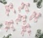 Pink Ticking Stripe Bow Tree Clips, Set of 6