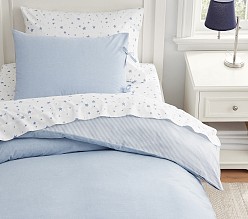 Chambray Reversible Organic Cotton Duvet Cover & Shams