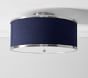 Linen and Nickel Drum Flush Mount (16")