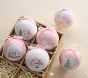 Pink Santa Decoupage Ball Ornaments, Set of 6