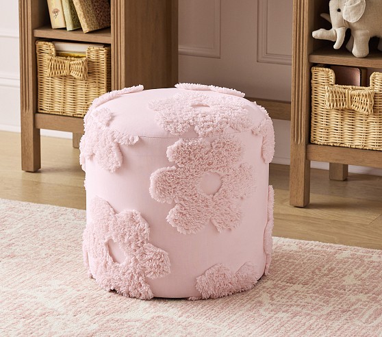 Clipped Jacquard Daisy Play Stool | Pottery Barn Kids