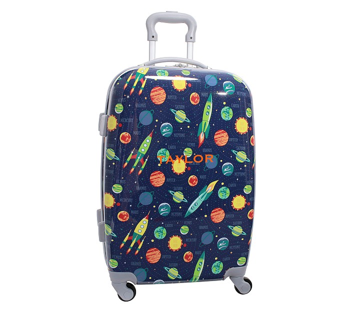 Mackenzie Navy Multi Hearts Hard-Sided Spinner Luggage | Pottery