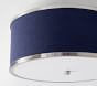 Linen and Nickel Drum Flush Mount (16")