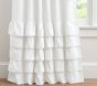 Open Box: Evelyn Linen Blend Ruffle Bottom Blackout Curtain (44"W x 96"L) - White