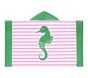 Breton Stripe Seahorse Kid Beach Hooded Towel UPF 50+