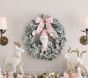 Pink Santa Lit Flocked Wreath