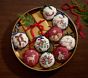 Chris Loves Julia Embroidered Scallop Village Ornaments, Set of 9