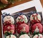 Chris Loves Julia Embroidered Scallop Village Ornaments, Set of 9