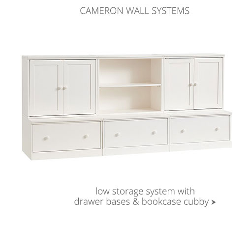 Cameron Low Storage System with Drawer Bases & Bookcase Cubby