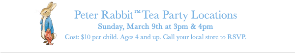 Peter Rabbit™ Tea Party Locations
