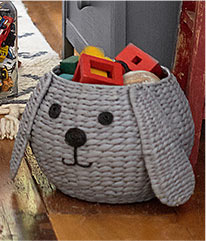 Puppy Shaped Wicker Basket