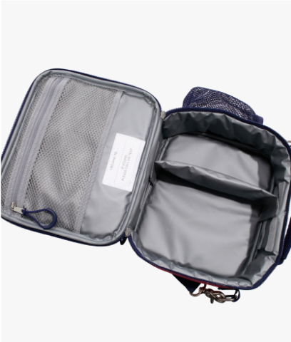 Image of Mackenzie Adaptive Lunch Box in Ombre Glitter print, showing interior compartments.