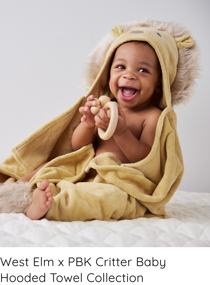 west elm x pbk Critter Baby Hooded Towel Collection