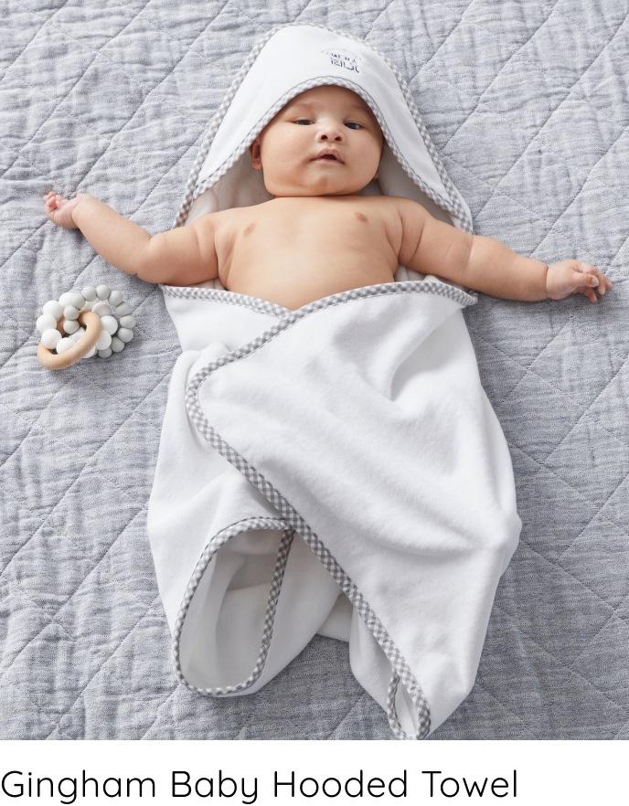 Gingham Baby Hooded Towel