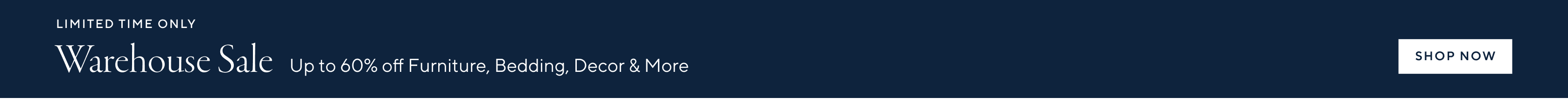 Warehouse Sale: Up to 60% off