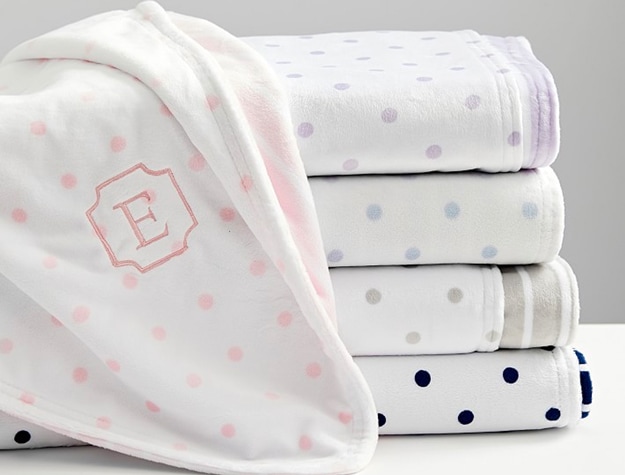 Dot & Stripe Chamois Baby Blanket