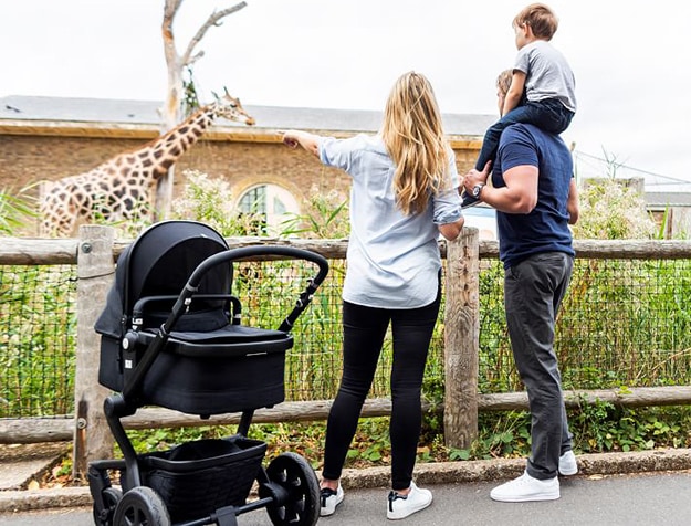 Family at the zoo with stroller