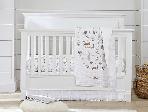 white convertible crib with solid headboard