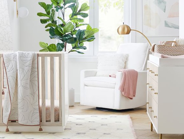 White swivel chair in modern bedroom