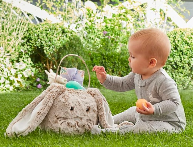 Baby with bunny basket
