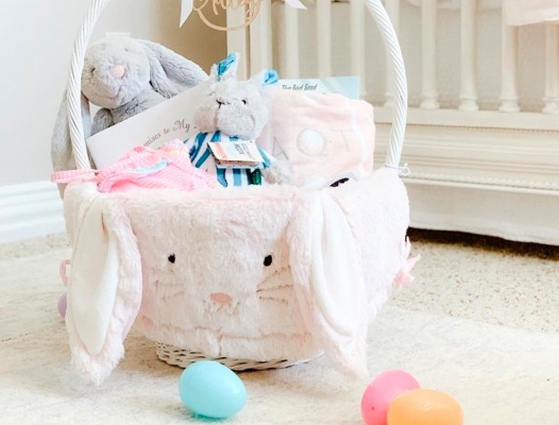 Bunny Easter basket filled with gifts