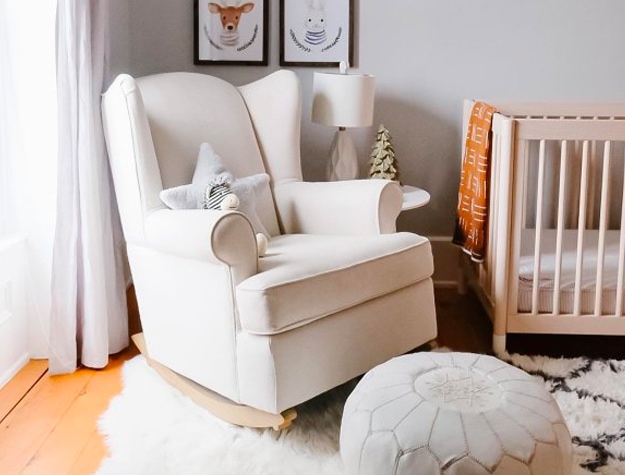 Neutral-colored nursery with rocker