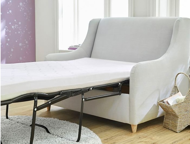 Light gray sleeper chair with fold-out bed