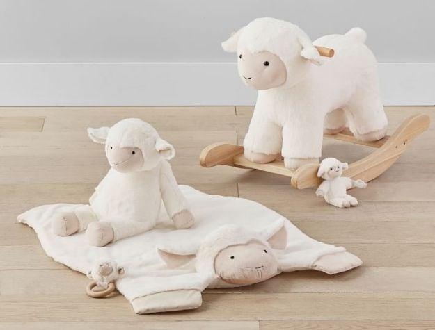 plush lamb baby toy set
