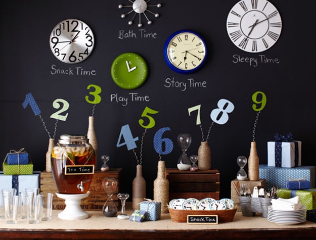Time themed snack table and wall