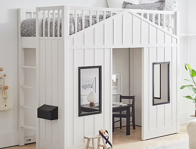 White farmhouse bunk bed