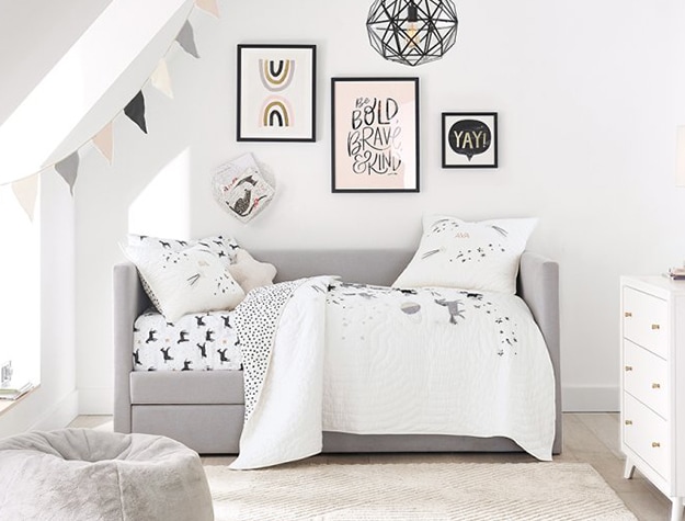 Pure white themed kids room