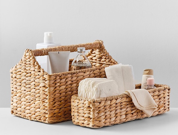 seagrass woven storage containers for nursery items