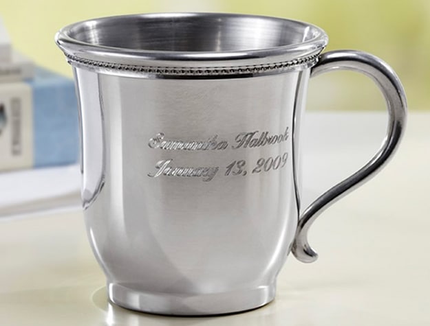 Engraved silver baby cup
