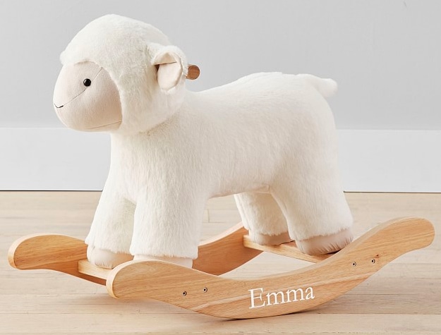 Rocking sheep with the name Emma monogrammed 