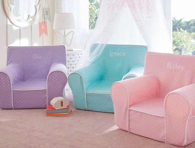 Set of three colorful monogrammed chairs