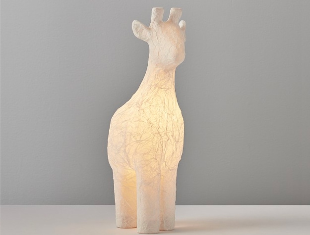 White papier mache giraffe lamp