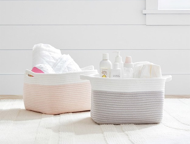 Two Cotton Rope Storage baskets.